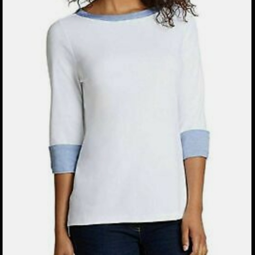 New Nautica Women's 3/4 Cuffed Sleeve Chambray Casual Top